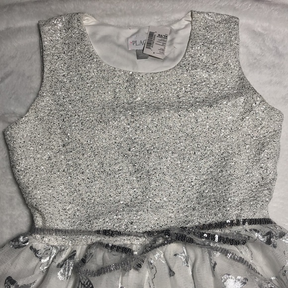 🐇🐣Easter Dress White and silver glittered dress With foiled butterflies - Picture 2 of 7